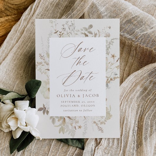 エレガントヴィンテージフローラフレームクリ結婚ーム セーブザデート