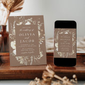 エレガントヴィンテージフローラフレーム結婚写真 招待状