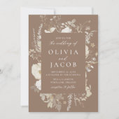エレガントヴィンテージフローラフレーム結婚写真 招待状 (正面)