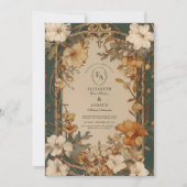エレガントヴィンテージフローラフレ結婚ーム 招待状 (正面)