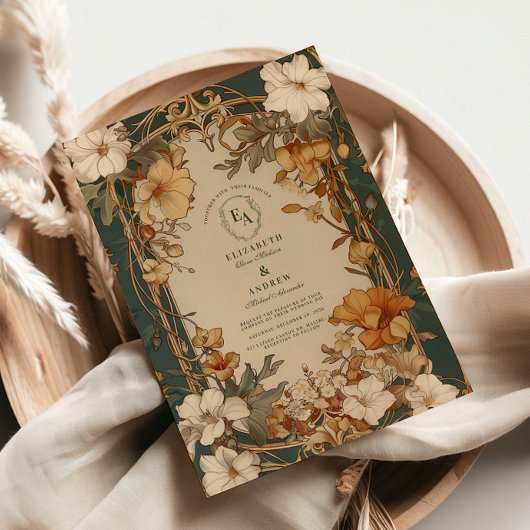 エレガントヴィンテージフローラフレ結婚ーム 招待状