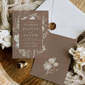 エレガントヴィンテージフローラフレ結婚ーム 招待状
