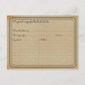 エレガントヴィンテージフローラブライダルシャワーレシピカード インビテーションポストカード (裏面)