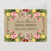 エレガントヴィンテージフローラブライダルシャワーレシピカード インビテーションポストカード (正面)
