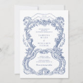 エレガントヴィンテージフローラブルートイルフレ結婚ーム 招待状 (正面)