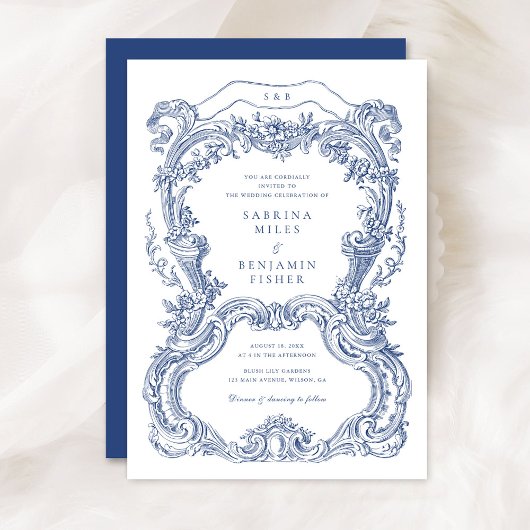 エレガントヴィンテージフローラブルートイルフレ結婚ーム 招待状