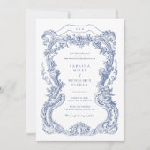 エレガントヴィンテージフローラブルートイルフレ結婚ーム 招待状 (正面)