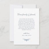 エレガントヴィンテージフローラブルーフォト結婚ズ サンキューカード (裏面)