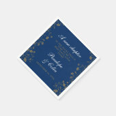 エレガントヴィンテージフローラブルーライブ結婚ラリ スタンダードカクテルナプキン (角)