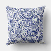 エレガントヴィンテージフローラペイズリー – 白王室の青 クッション (裏面)