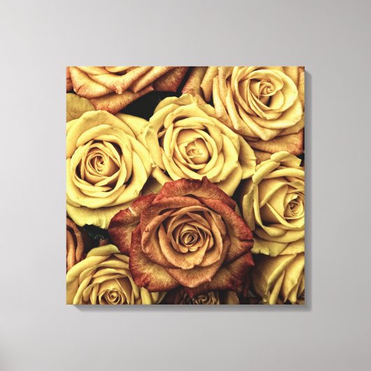 エレガントヴィンテージフローラ乾燥バラビクトリアン キャンバスプリント (正面)