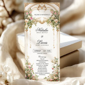 エレガントヴィンテージフローラ及び金ゴールド結婚式 プログラム