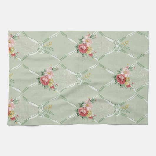 エレガントヴィンテージフローラ壁紙 キッチンタオル (横)