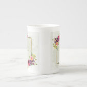 エレガントヴィンテージフローラ女性誕生日 ボーンチャイナマグカップ (正面)
