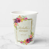 エレガントヴィンテージフローラ女性誕生日 紙コップ (正面)