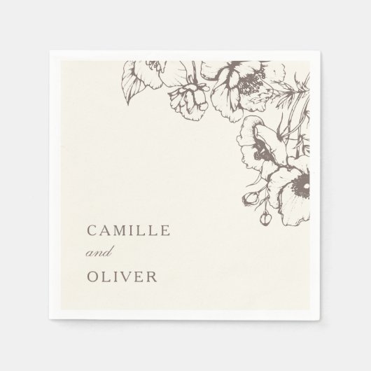 エレガントヴィンテージフローラ庭園の結婚式名 スタンダードカクテルナプキン (正面)