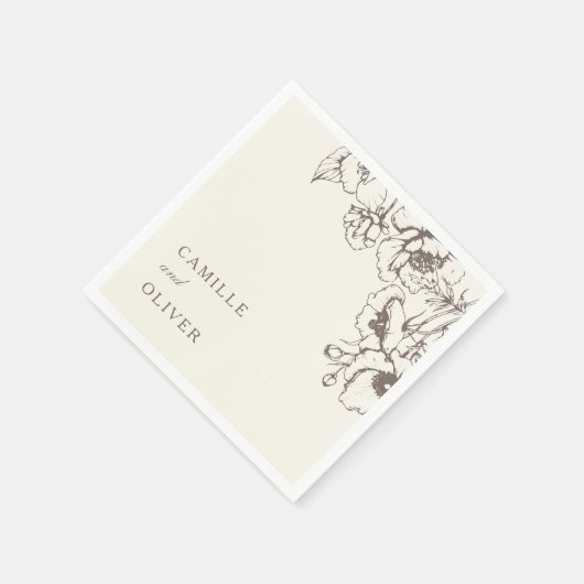 エレガントヴィンテージフローラ庭園の結婚式名 スタンダードカクテルナプキン (角)