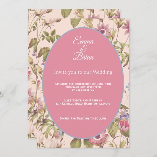 エレガントヴィンテージフローラ結婚のカスタマイズ 招待状 (正面/裏面)