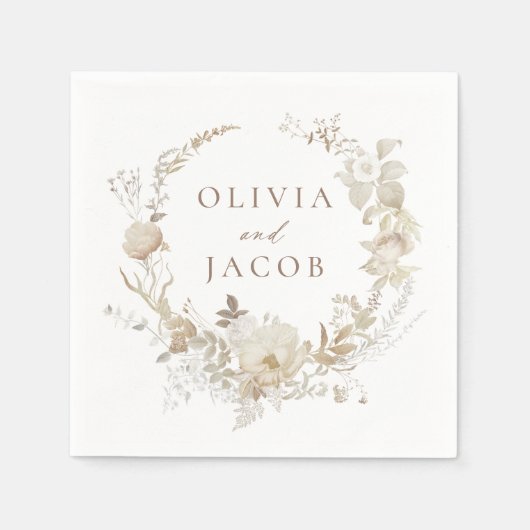 エレガントヴィンテージフローラ結婚リース スタンダードカクテルナプキン (正面)
