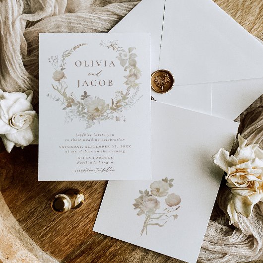 エレガントヴィンテージフローラ結婚リース 招待状