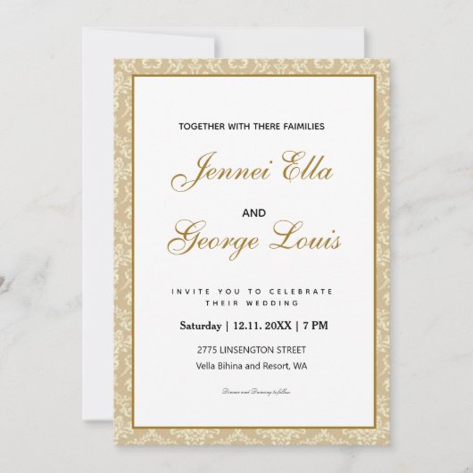 エレガントヴィンテージフローラ背景 招待状 (正面)