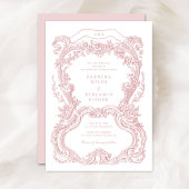 エレガントヴィンテージフローラ赤面トイル結婚フレーム 招待状