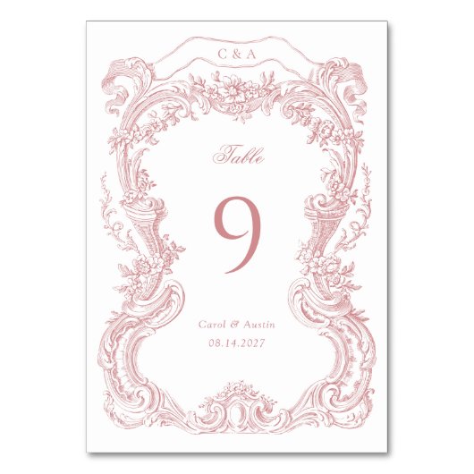 エレガントヴィンテージフローラ赤面結婚トイル テーブルナンバー (正面)