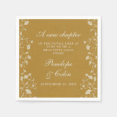 エレガントヴィンテージフローラ金ゴールドライブ結婚ラリ スタンダードカクテルナプキン (正面)