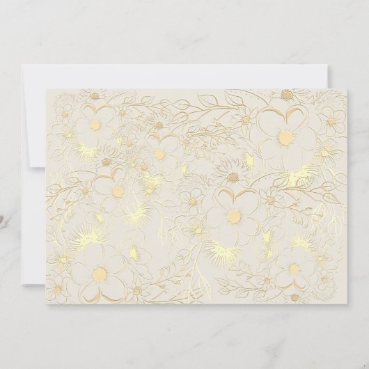 エレガントヴィンテージフローラ金ゴールド結婚式の日付の保存 セーブザデート (裏面)