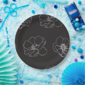 エレガントヴィンテージフローラ黒 ペーパープレート (パーティー)