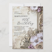 エレガントヴィンテージフローラ70誕生日 招待状 (正面)
