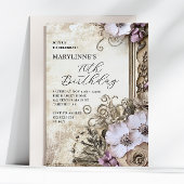 エレガントヴィンテージフローラ70誕生日 招待状