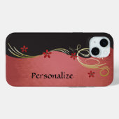 エレガントヴィンテージフローラ |赤 Case-Mate iPhoneケース (裏面 (横))