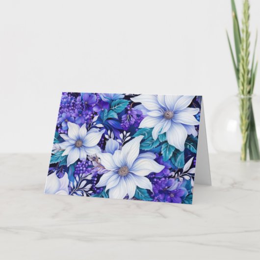 エレガントヴィンテージブインスパイアールフローラクリスマス シーズンカード (正面)