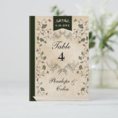 エレガントヴィンテージブックカ結婚バーのテーブル番号 エンクロージャーカード (スタンド正面)
