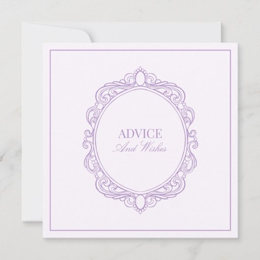 エレガントヴィンテージブライダルシャワーの願いとアドバイス ノートカード (正面)