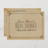 エレガントヴィンテージブライダルシャワーレシピカード インビテーションポストカード (正面/裏面)