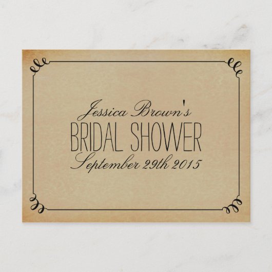 エレガントヴィンテージブライダルシャワーレシピカード インビテーションポストカード (正面)