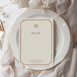 エレガントヴィンテージブラウンとベージュ色クラシックのメ結婚ニュー メニュー