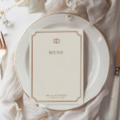 エレガントヴィンテージブラウンとベージュ色クラシックのメ結婚ニュー メニュー