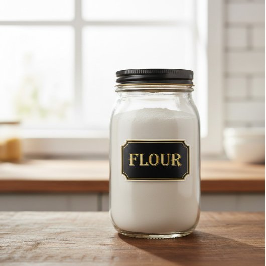 エレガントヴィンテージブラックと金ゴールドパントリーラベル シール