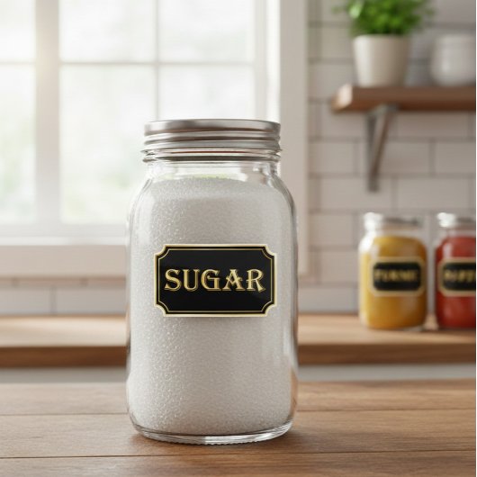 エレガントヴィンテージブラックと金ゴールドパントリーラベル シール