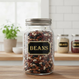 エレガントヴィンテージブラックと金ゴールドパントリーラベル シール