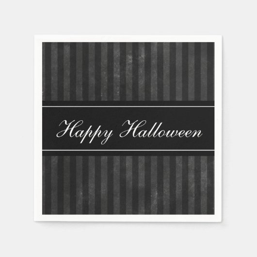 エレガントヴィンテージブラックストライプハッピーハローウィン スタンダードカクテルナプキン (正面)