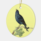 エレガントヴィンテージブラックバードイエロー セラミックオーナメント (左)