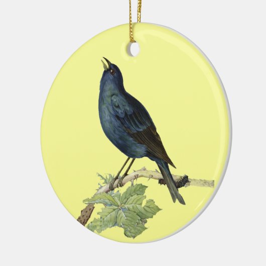 エレガントヴィンテージブラックバードイエロー セラミックオーナメント (左)