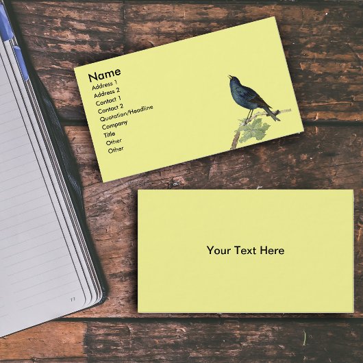 エレガントヴィンテージブラックバードイエロー 名刺