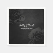 エレガントヴィンテージブラックフローラ結婚ズ スタンダードカクテルナプキン (正面)