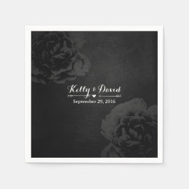 エレガントヴィンテージブラックフローラ結婚ズ スタンダードカクテルナプキン