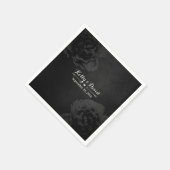 エレガントヴィンテージブラックフローラ結婚ズ スタンダードカクテルナプキン (角)